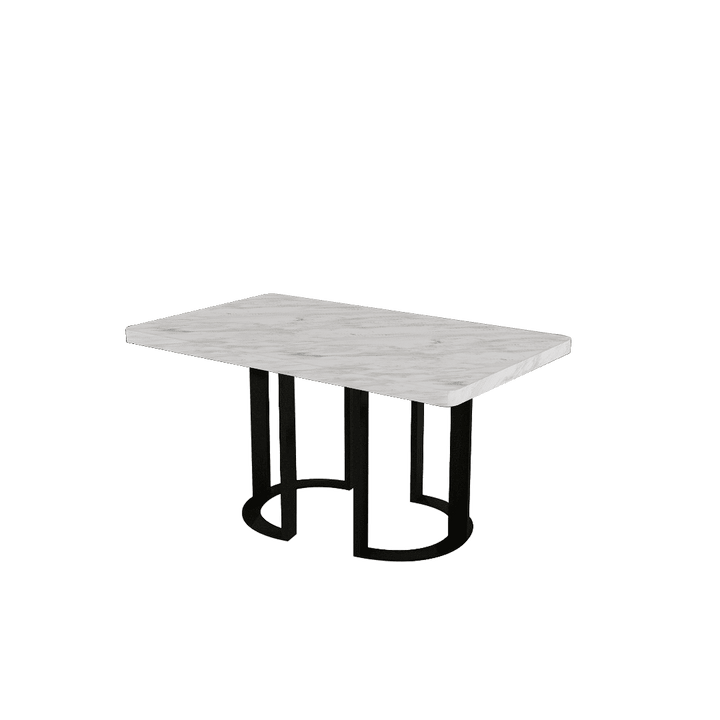 Rectangular Marble Dining Table 1.5×0.9m | Black Metal Loop Base