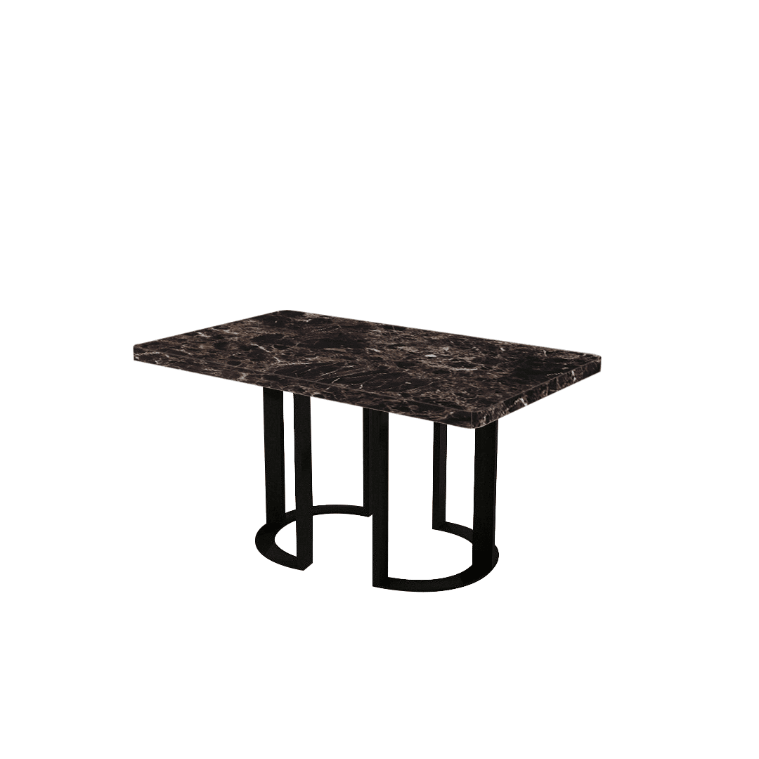 Rectangular Marble Dining Table 1.5×0.9m | Black Metal Loop Base