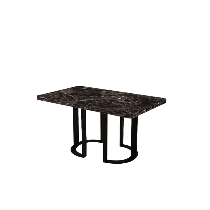 Rectangular Marble Dining Table 1.5×0.9m | Black Metal Loop Base