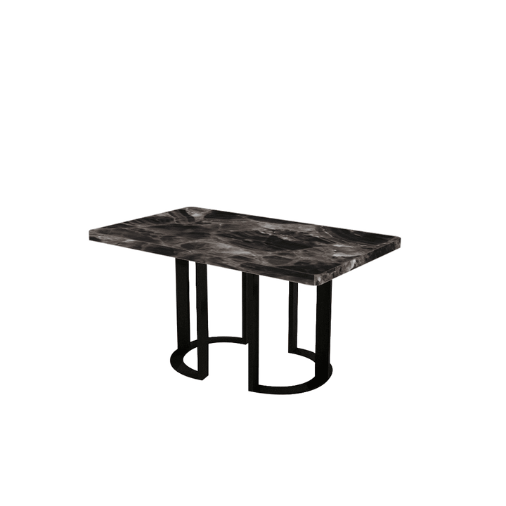 Rectangular Marble Dining Table 1.5×0.9m | Black Metal Loop Base