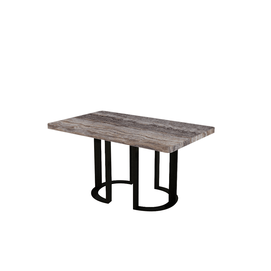 Rectangular Marble Dining Table 1.5×0.9m | Black Metal Loop Base