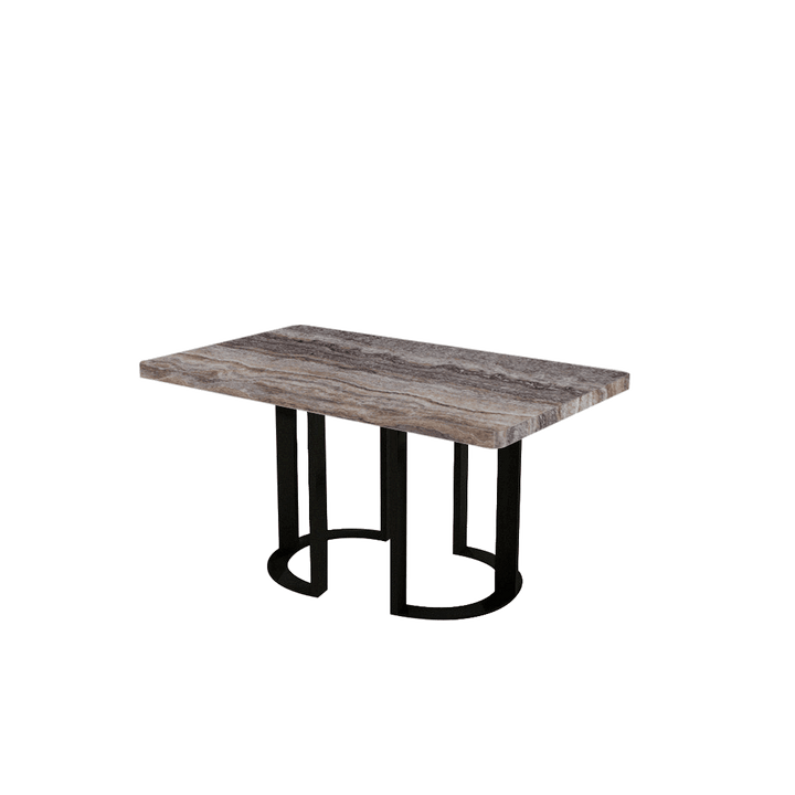 Rectangular Marble Dining Table 1.5×0.9m | Black Metal Loop Base