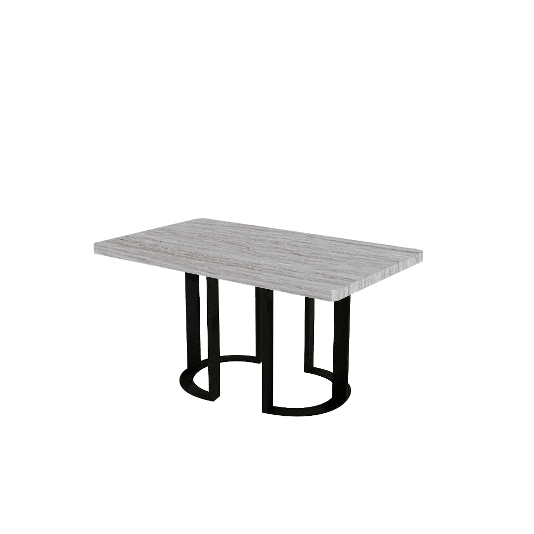 Rectangular Marble Dining Table 1.5×0.9m | Black Metal Loop Base
