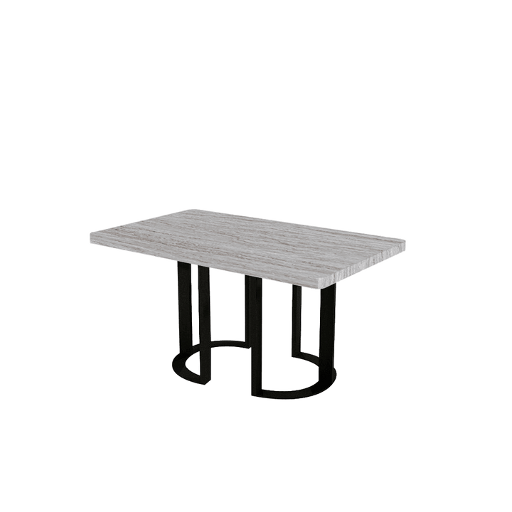 Rectangular Marble Dining Table 1.5×0.9m | Black Metal Loop Base