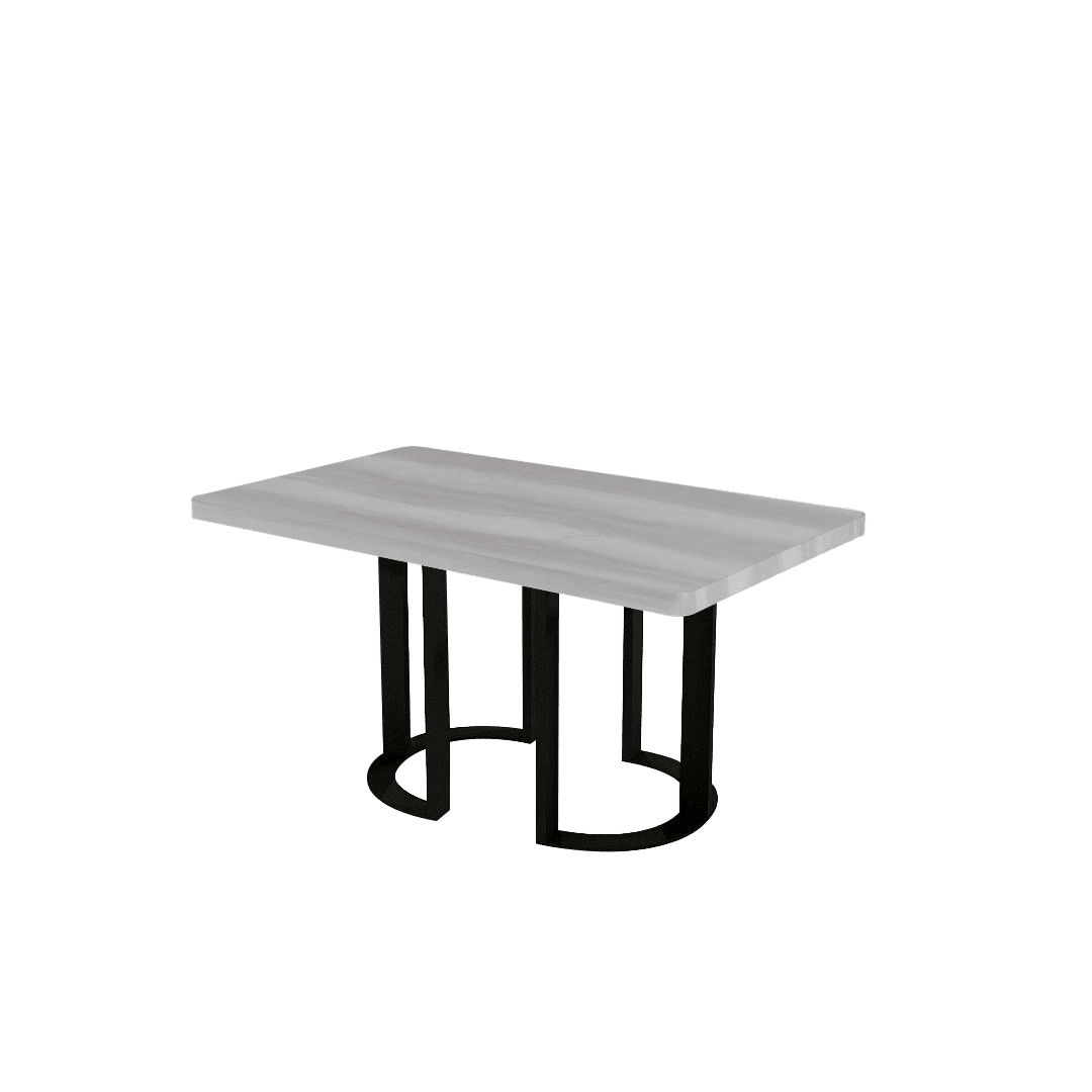 Rectangular Marble Dining Table 1.5×0.9m | Black Metal Loop Base