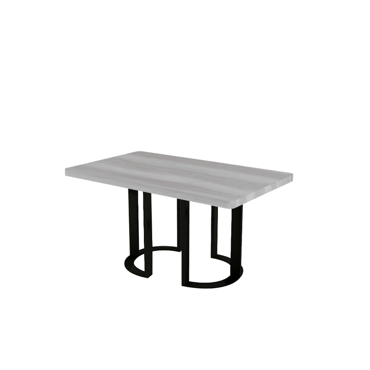 Rectangular Marble Dining Table 1.5×0.9m | Black Metal Loop Base