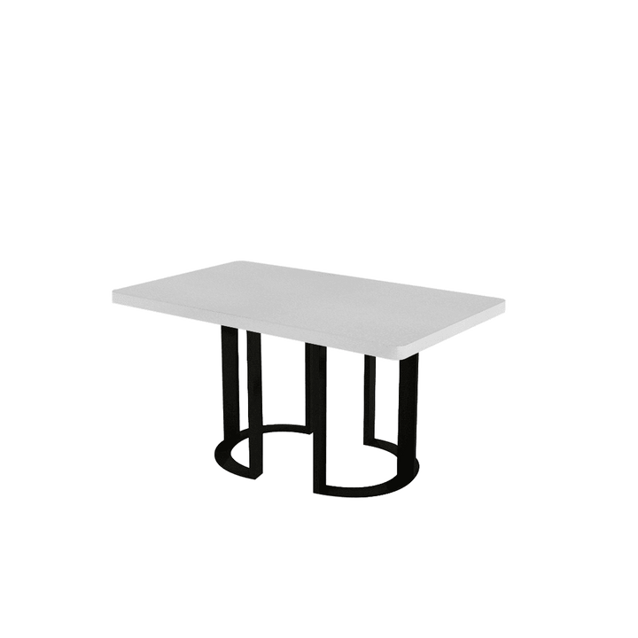 Rectangular Marble Dining Table 1.5×0.9m | Black Metal Loop Base
