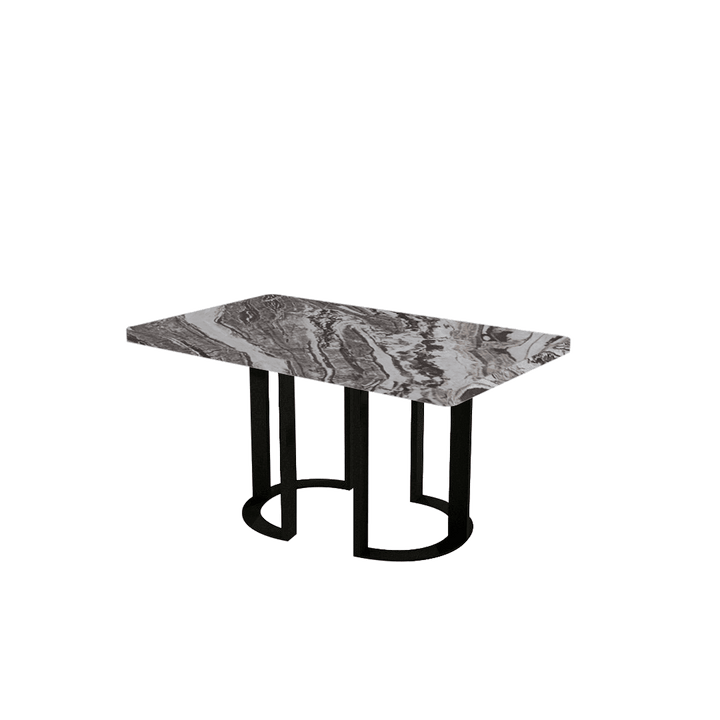 Rectangular Marble Dining Table 1.5×0.9m | Black Metal Loop Base