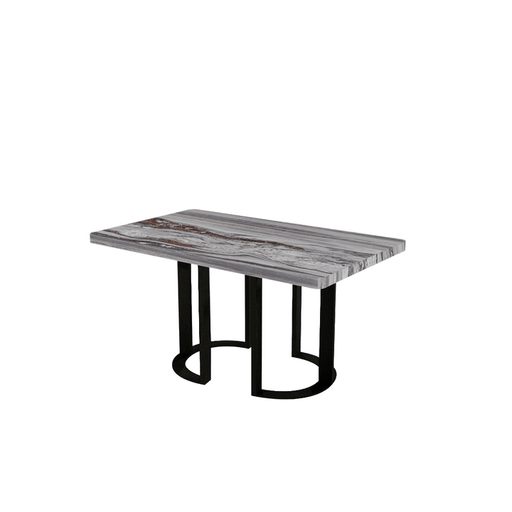 Rectangular Marble Dining Table 1.5×0.9m | Black Metal Loop Base