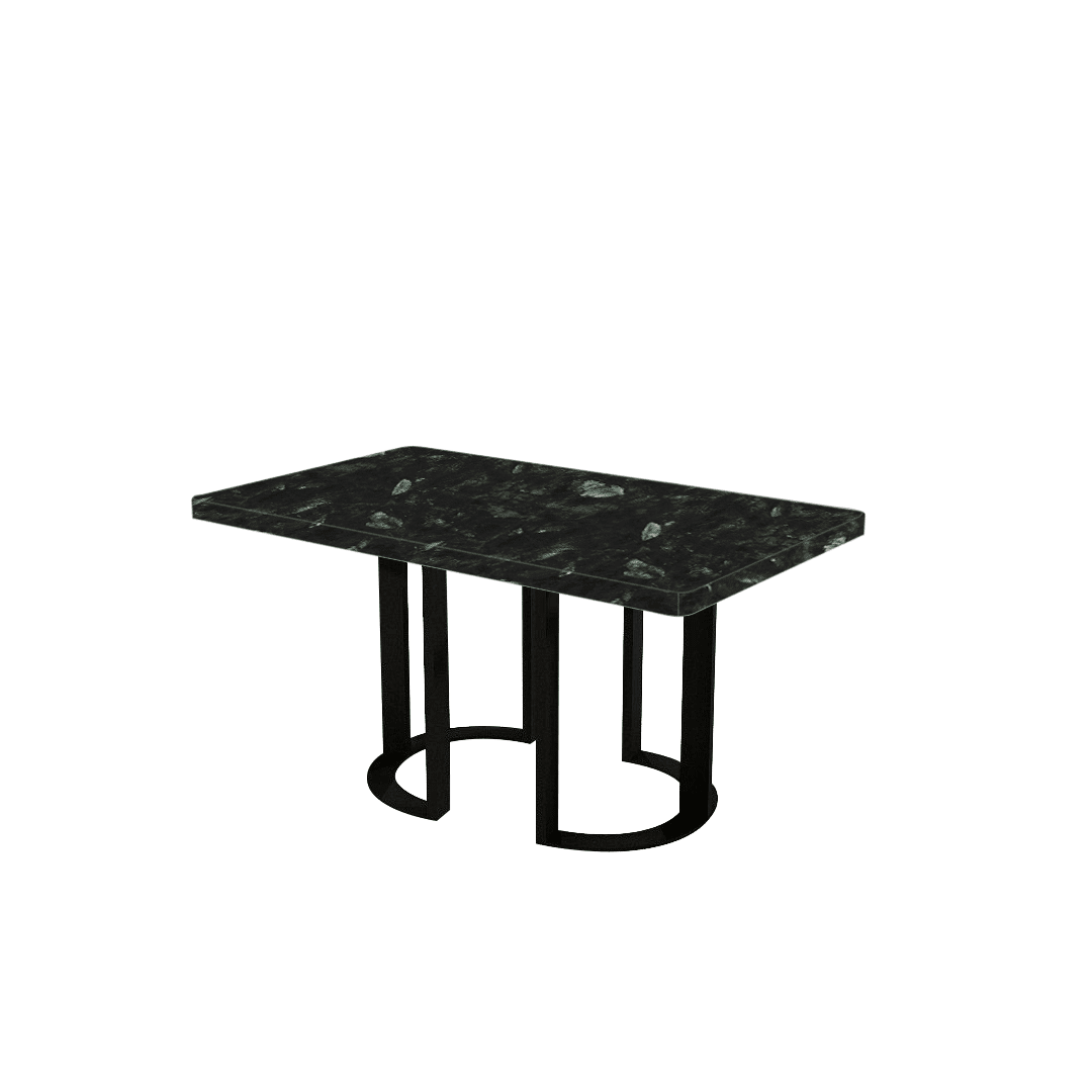 Rectangular Marble Dining Table 1.5×0.9m | Black Metal Loop Base