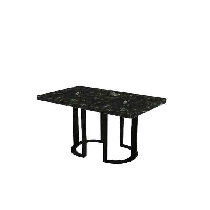 Rectangular Marble Dining Table 1.5×0.9m | Black Metal Loop Base