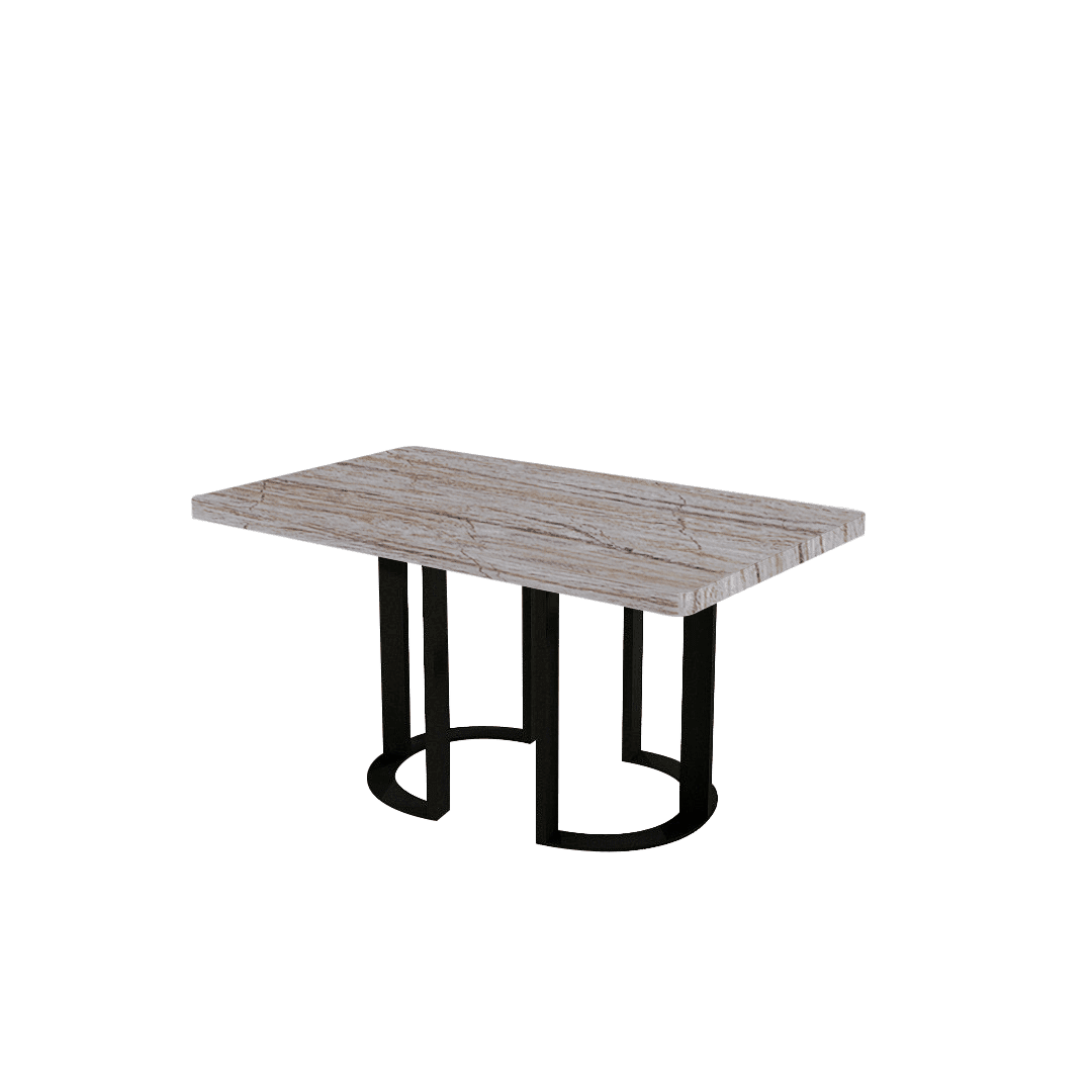 Rectangular Marble Dining Table 1.5×0.9m | Black Metal Loop Base