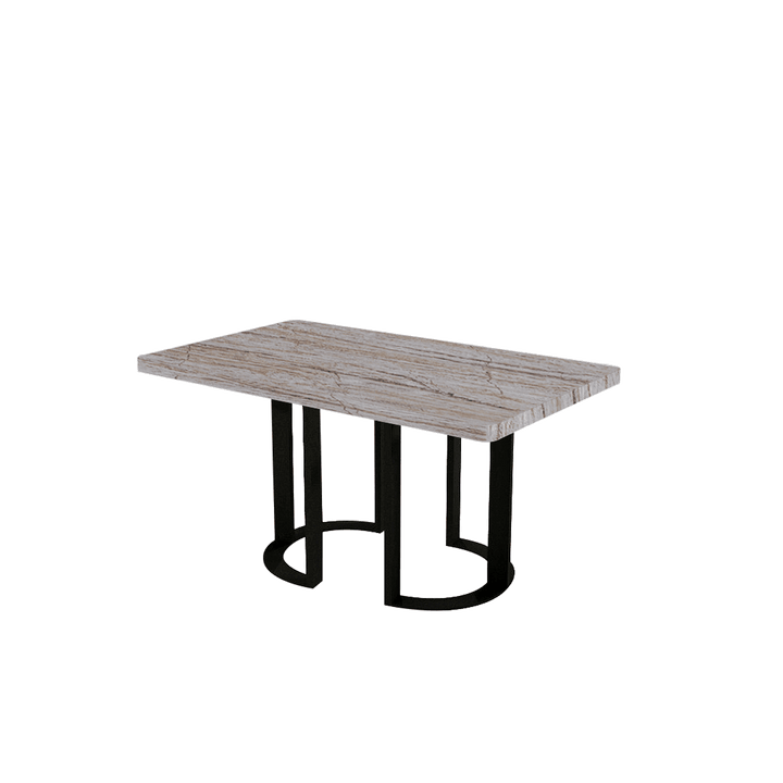 Rectangular Marble Dining Table 1.5×0.9m | Black Metal Loop Base