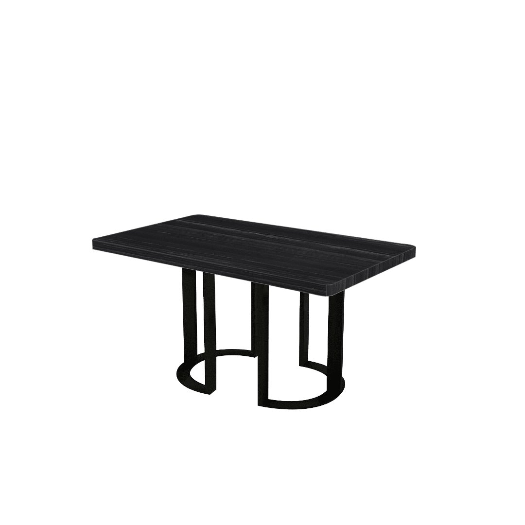 Rectangular Marble Dining Table 1.5×0.9m | Black Metal Loop Base