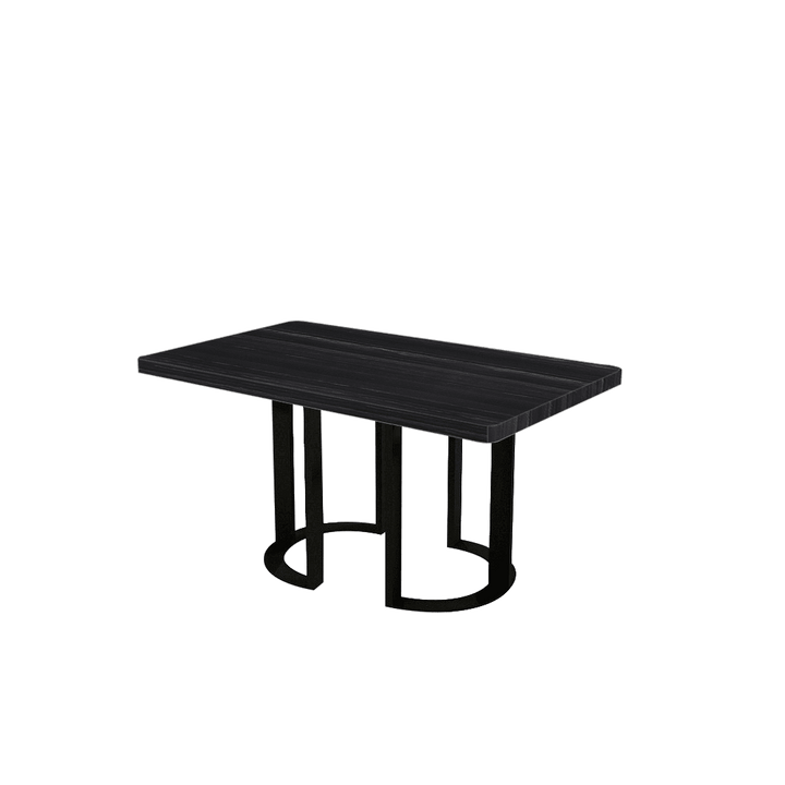 Rectangular Marble Dining Table 1.5×0.9m | Black Metal Loop Base