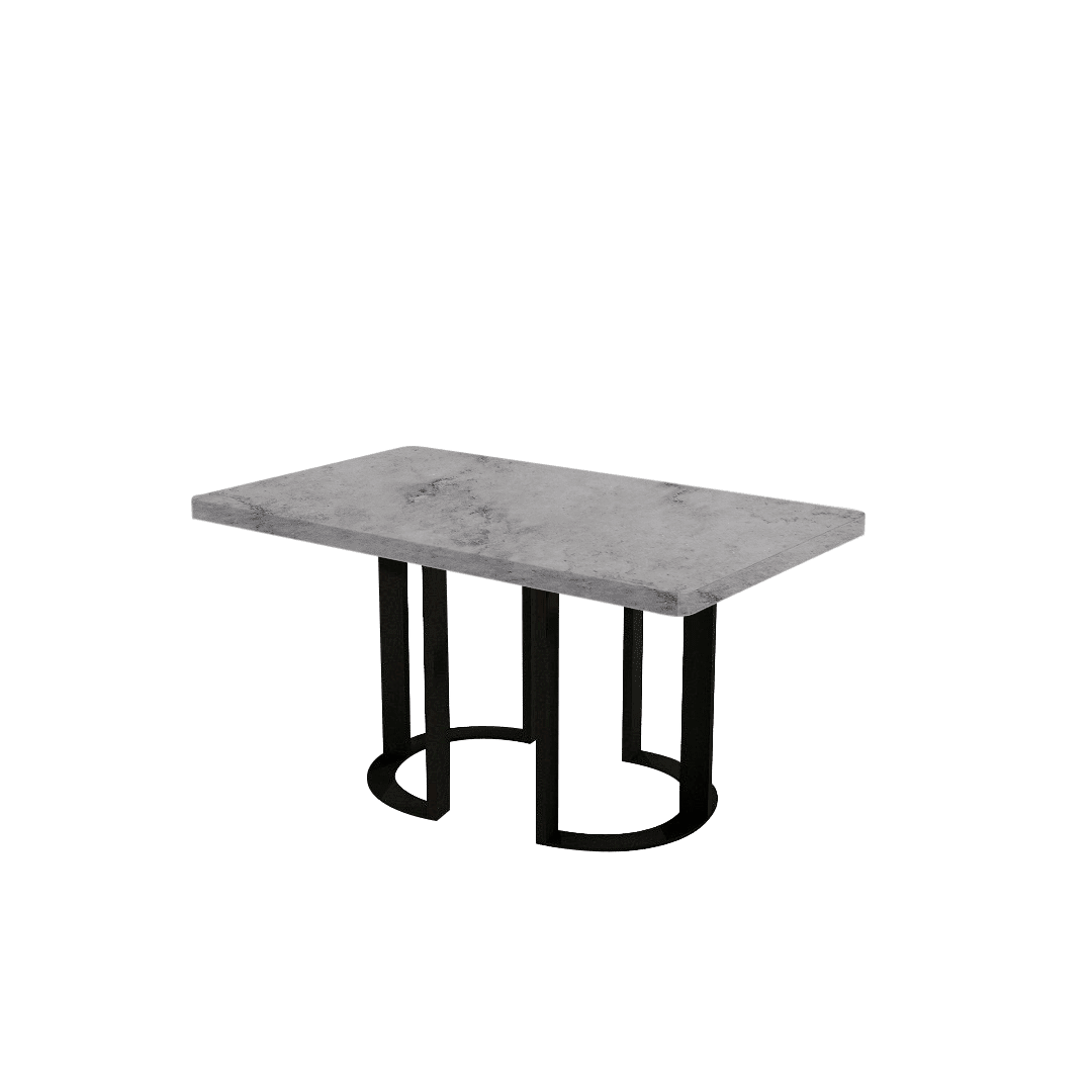 Rectangular Marble Dining Table 1.5×0.9m | Black Metal Loop Base