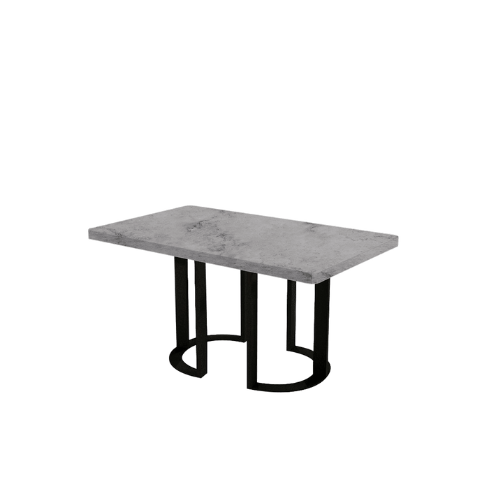 Rectangular Marble Dining Table 1.5×0.9m | Black Metal Loop Base