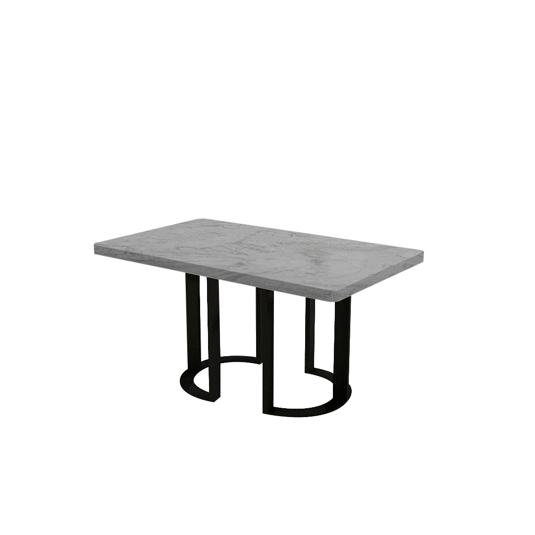 Rectangular Marble Dining Table 1.5×0.9m | Black Metal Loop Base