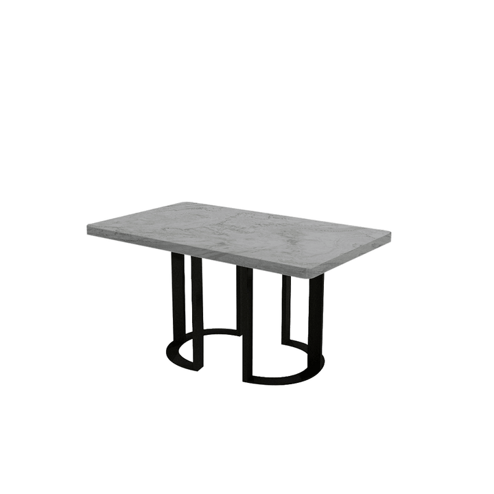 Rectangular Marble Dining Table 1.5×0.9m | Black Metal Loop Base