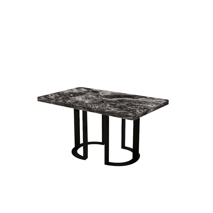 Rectangular Marble Dining Table 1.5×0.9m | Black Metal Loop Base