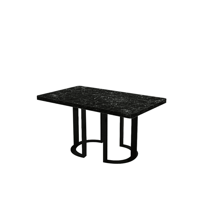 Rectangular Marble Dining Table 1.5×0.9m | Black Metal Loop Base