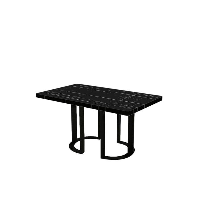 Rectangular Marble Dining Table 1.5×0.9m | Black Metal Loop Base