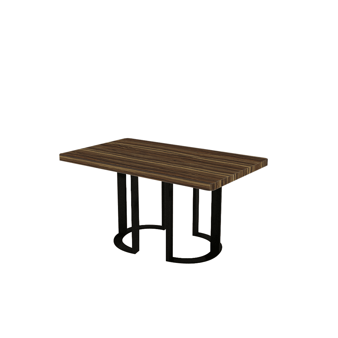 Rectangular Marble Dining Table 1.5×0.9m | Black Metal Loop Base