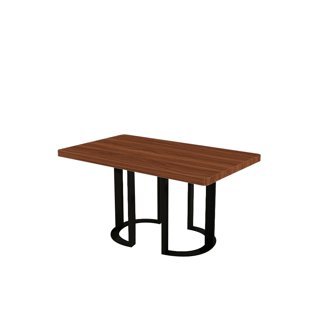 Rectangular Marble Dining Table 1.5×0.9m | Black Metal Loop Base