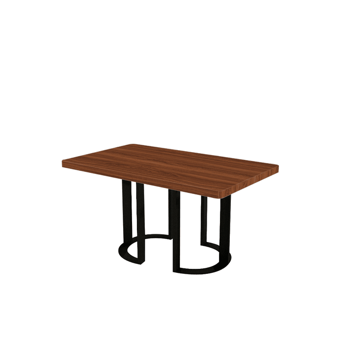 Rectangular Marble Dining Table 1.5×0.9m | Black Metal Loop Base