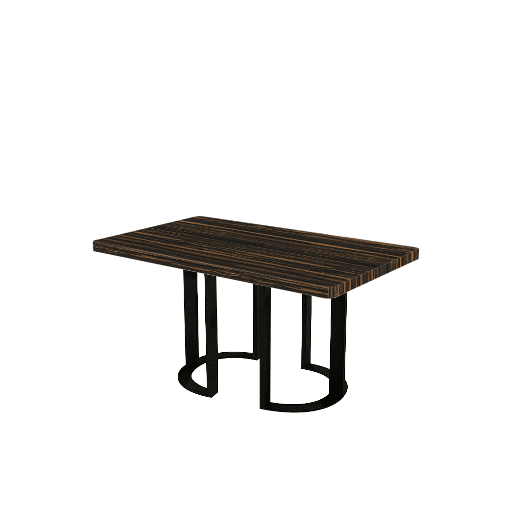 Rectangular Marble Dining Table 1.5×0.9m | Black Metal Loop Base