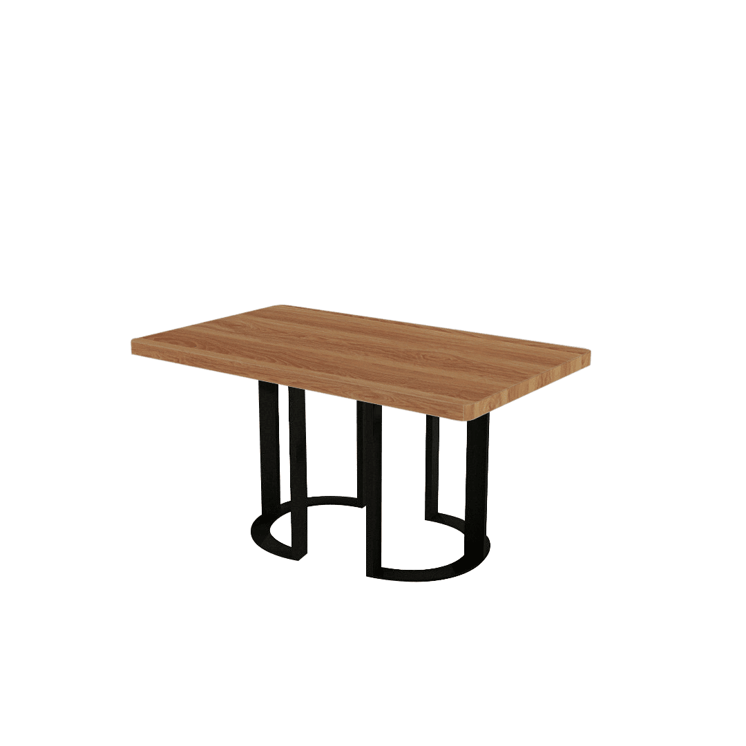 Rectangular Marble Dining Table 1.5×0.9m | Black Metal Loop Base