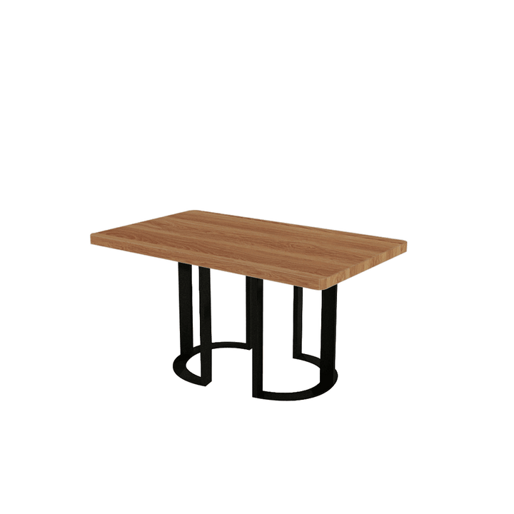 Rectangular Marble Dining Table 1.5×0.9m | Black Metal Loop Base