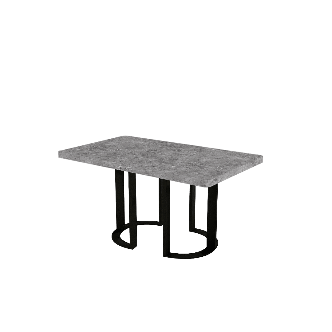 Rectangular Marble Dining Table 1.5×0.9m | Black Metal Loop Base