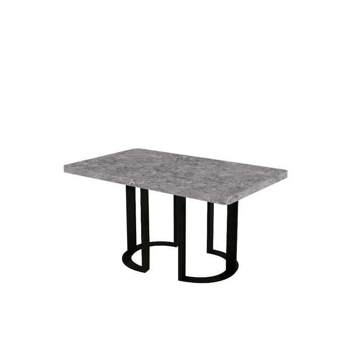 Rectangular Marble Dining Table 1.5×0.9m | Black Metal Loop Base