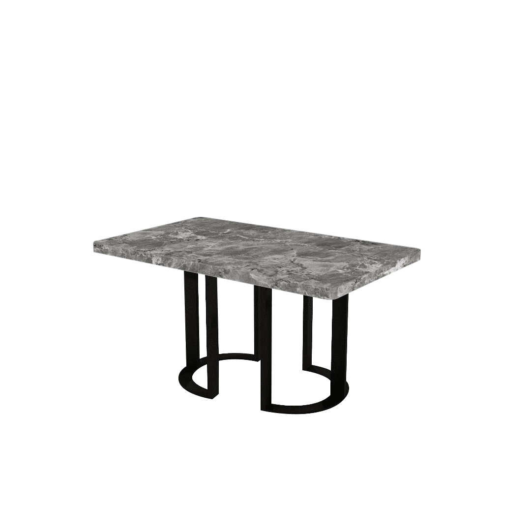 Rectangular Marble Dining Table 1.5×0.9m | Black Metal Loop Base