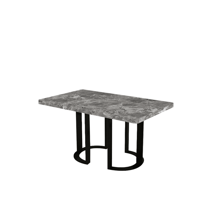 Rectangular Marble Dining Table 1.5×0.9m | Black Metal Loop Base