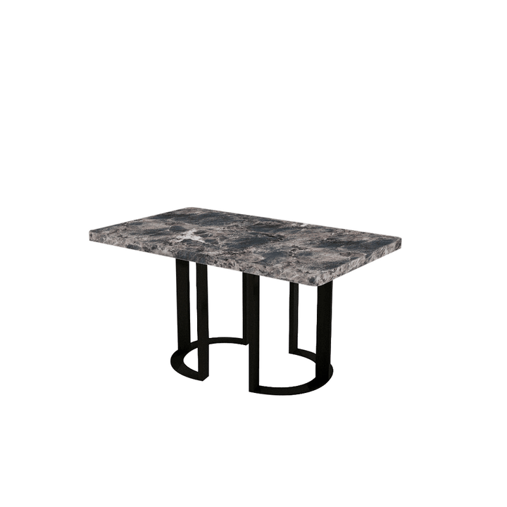 Rectangular Marble Dining Table 1.5×0.9m | Black Metal Loop Base