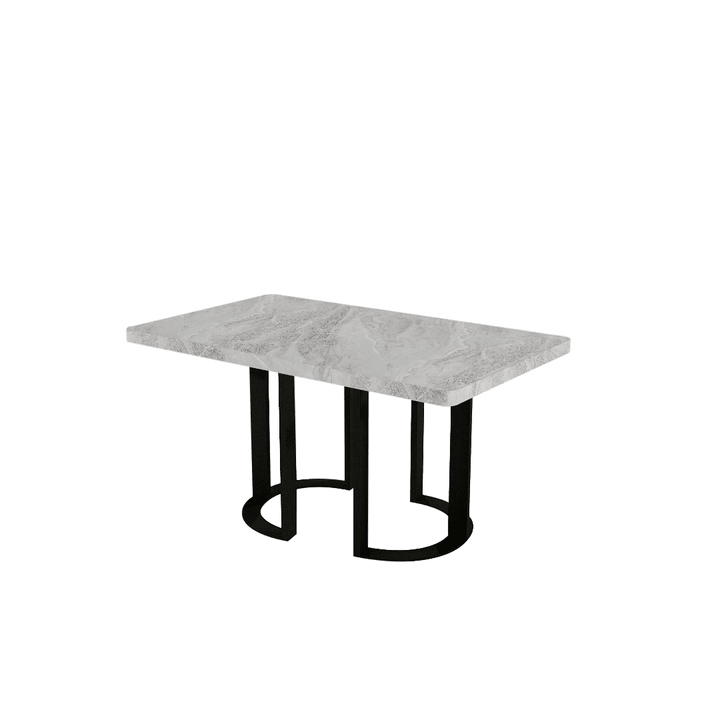 Rectangular Marble Dining Table 1.5×0.9m | Black Metal Loop Base