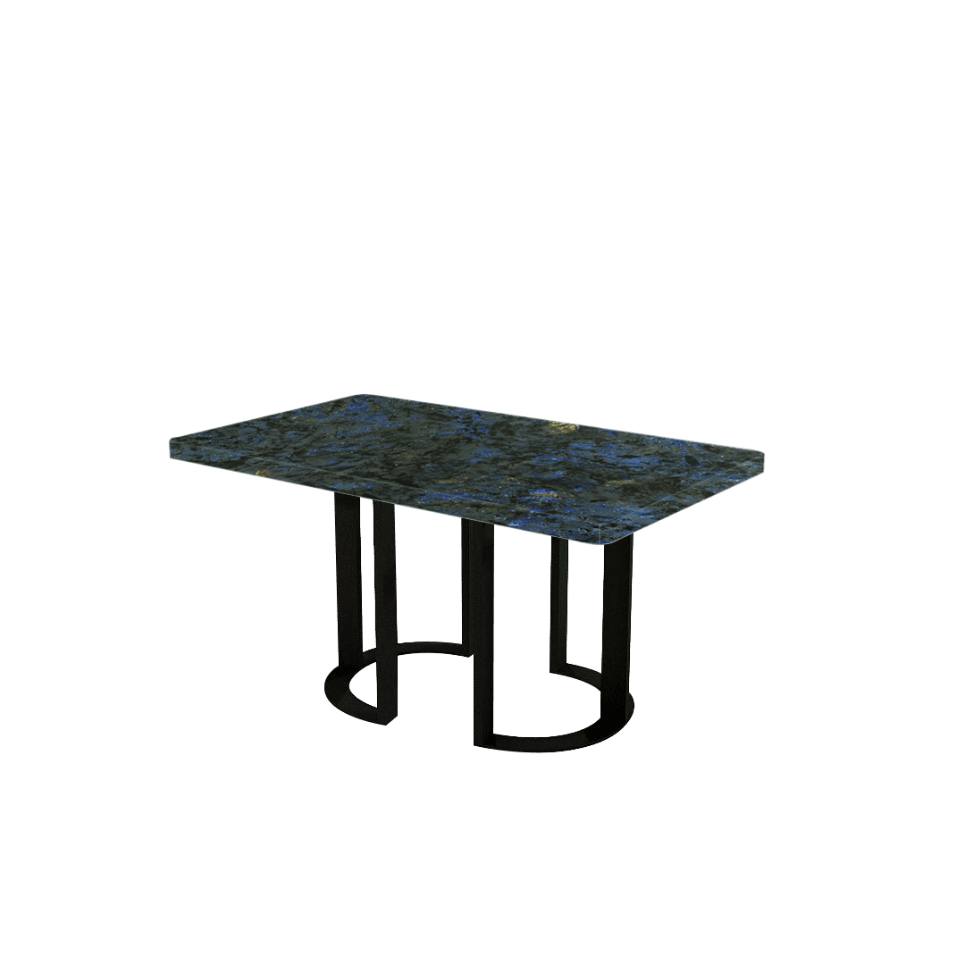 Rectangular Marble Dining Table 1.5×0.9m | Black Metal Loop Base