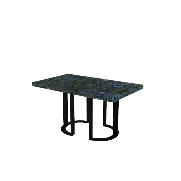 Rectangular Marble Dining Table 1.5×0.9m | Black Metal Loop Base
