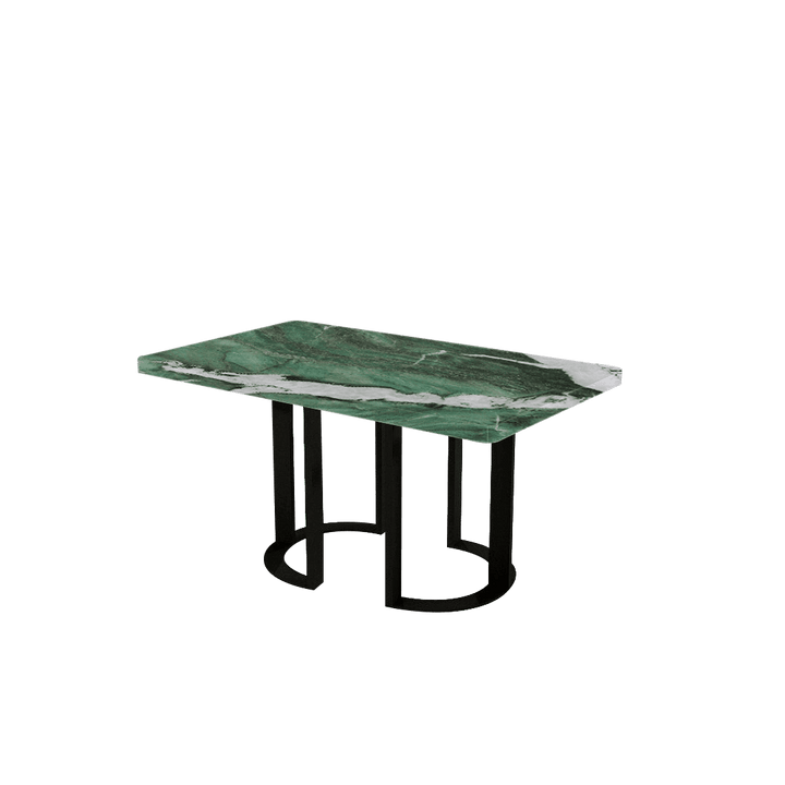 Rectangular Marble Dining Table 1.5×0.9m | Black Metal Loop Base