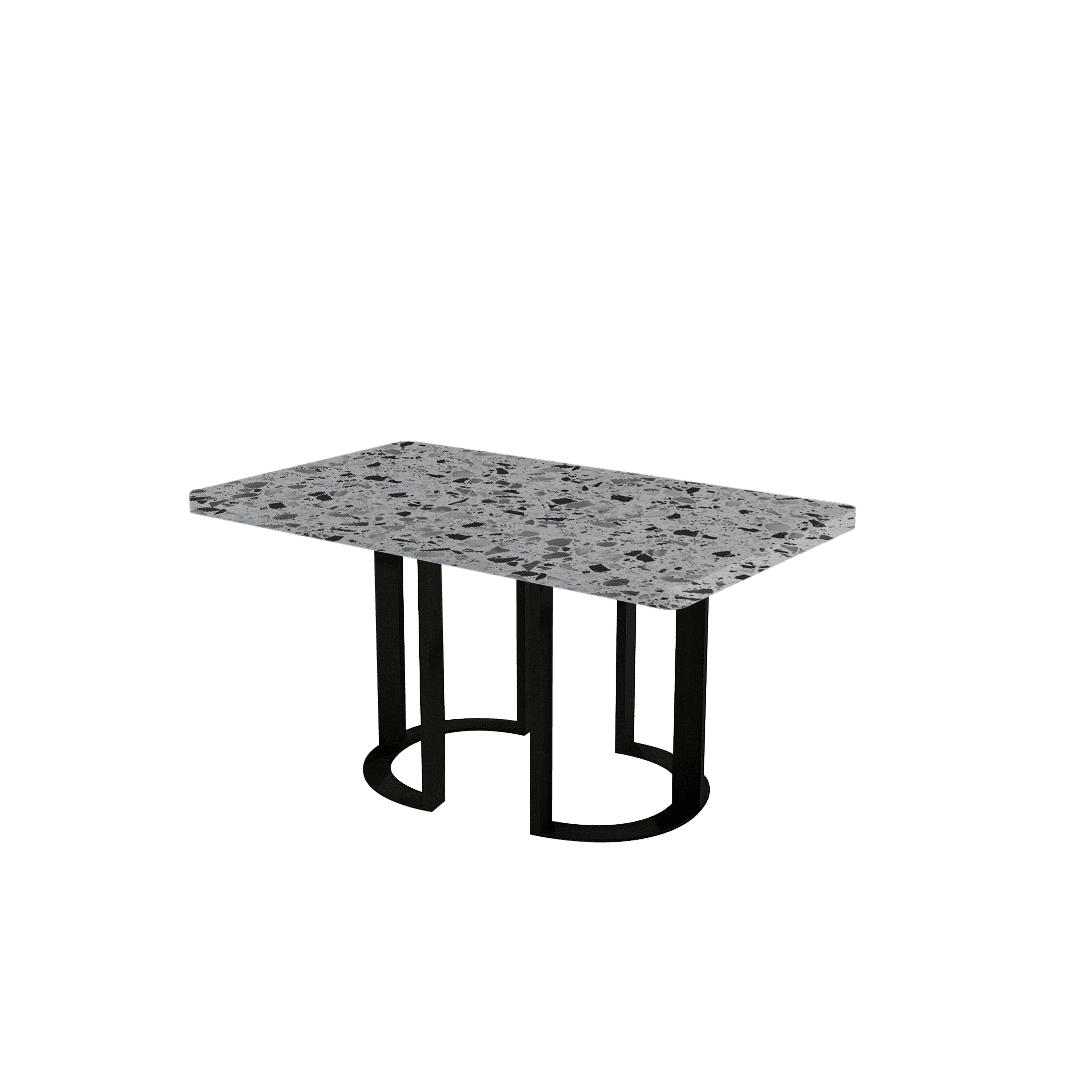 Rectangular Marble Dining Table 1.5×0.9m | Black Metal Loop Base