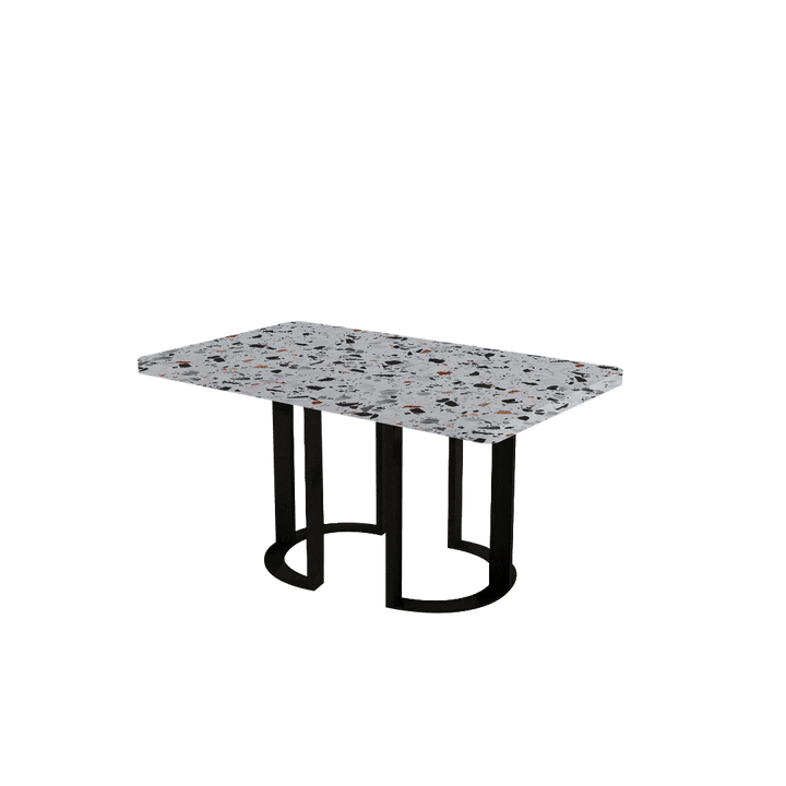 Rectangular Marble Dining Table 1.5×0.9m | Black Metal Loop Base