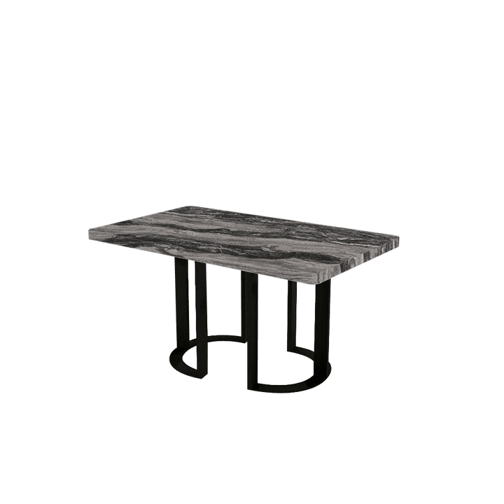Rectangular Marble Dining Table 1.5×0.9m | Black Metal Loop Base