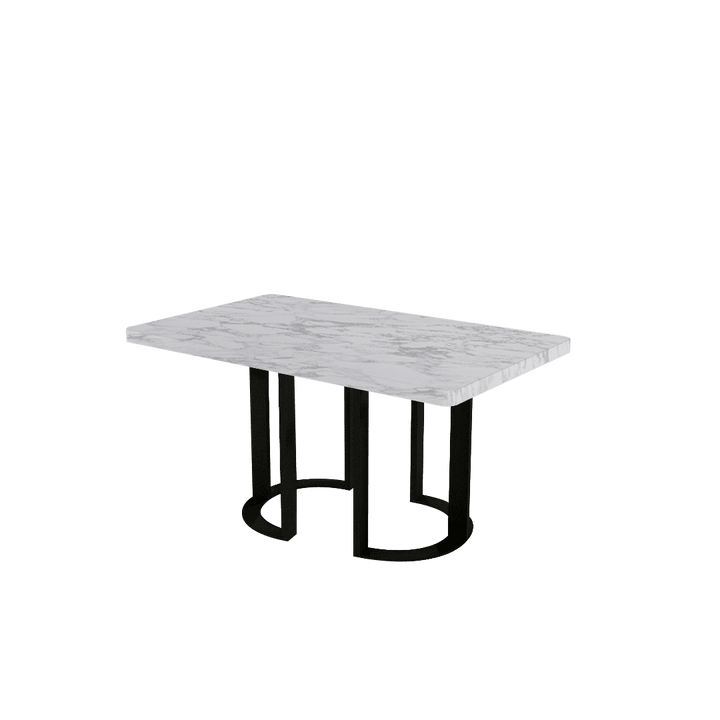 Rectangular Marble Dining Table 1.5×0.9m | Black Metal Loop Base