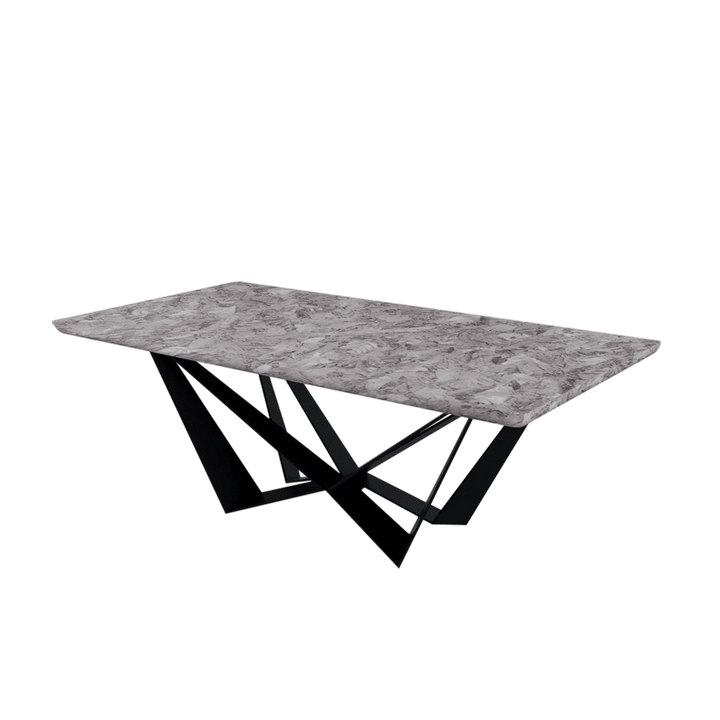 Rectangular Marble Dining Table 2.1×1.1m | Black Metal Spider Base