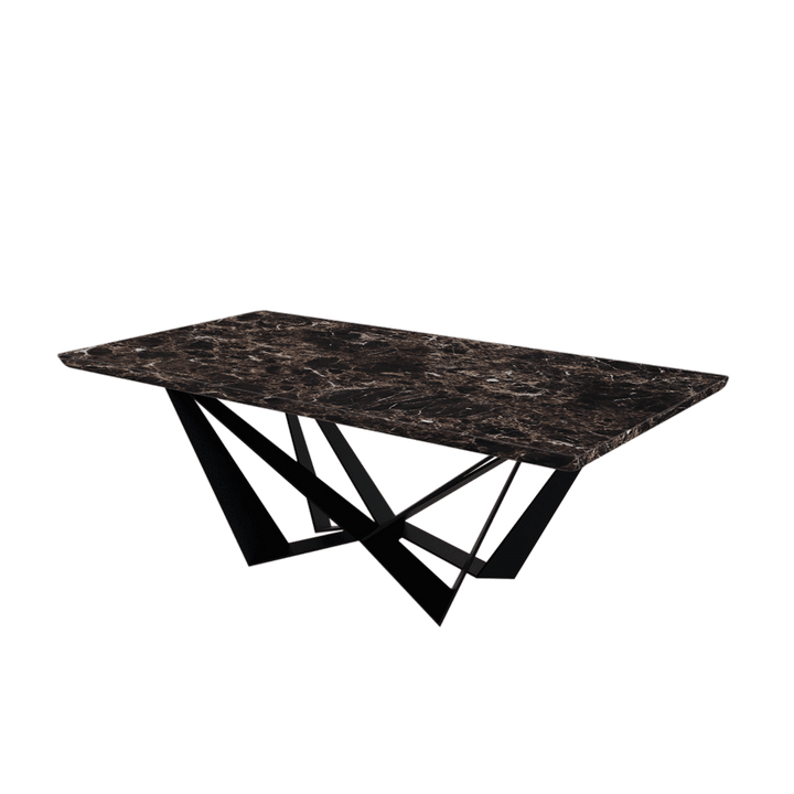 Rectangular Marble Dining Table 2.1×1.1m | Black Metal Spider Base