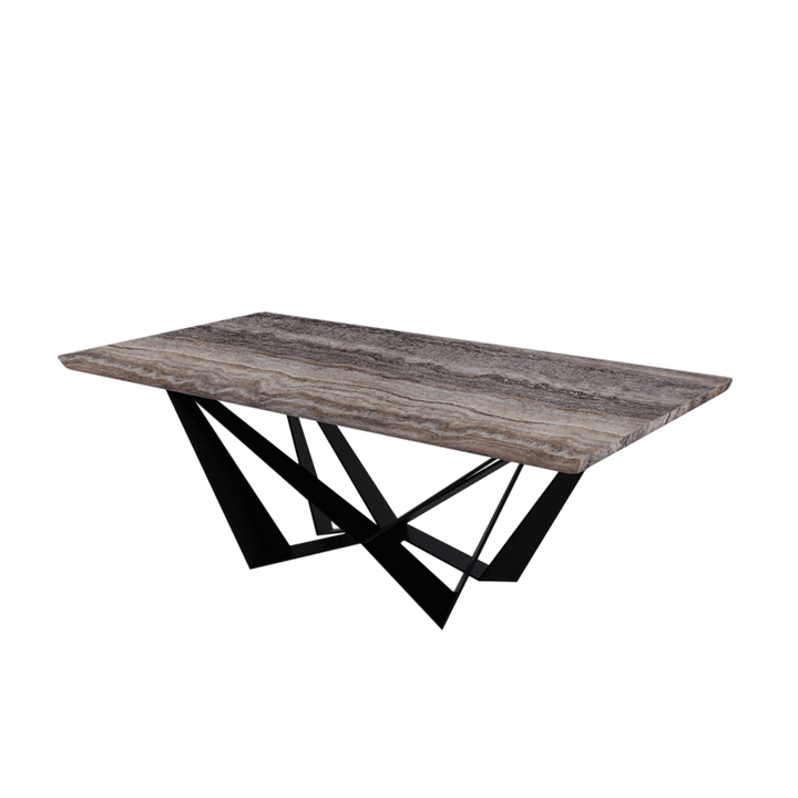 Rectangular Marble Dining Table 2.1×1.1m | Black Metal Spider Base