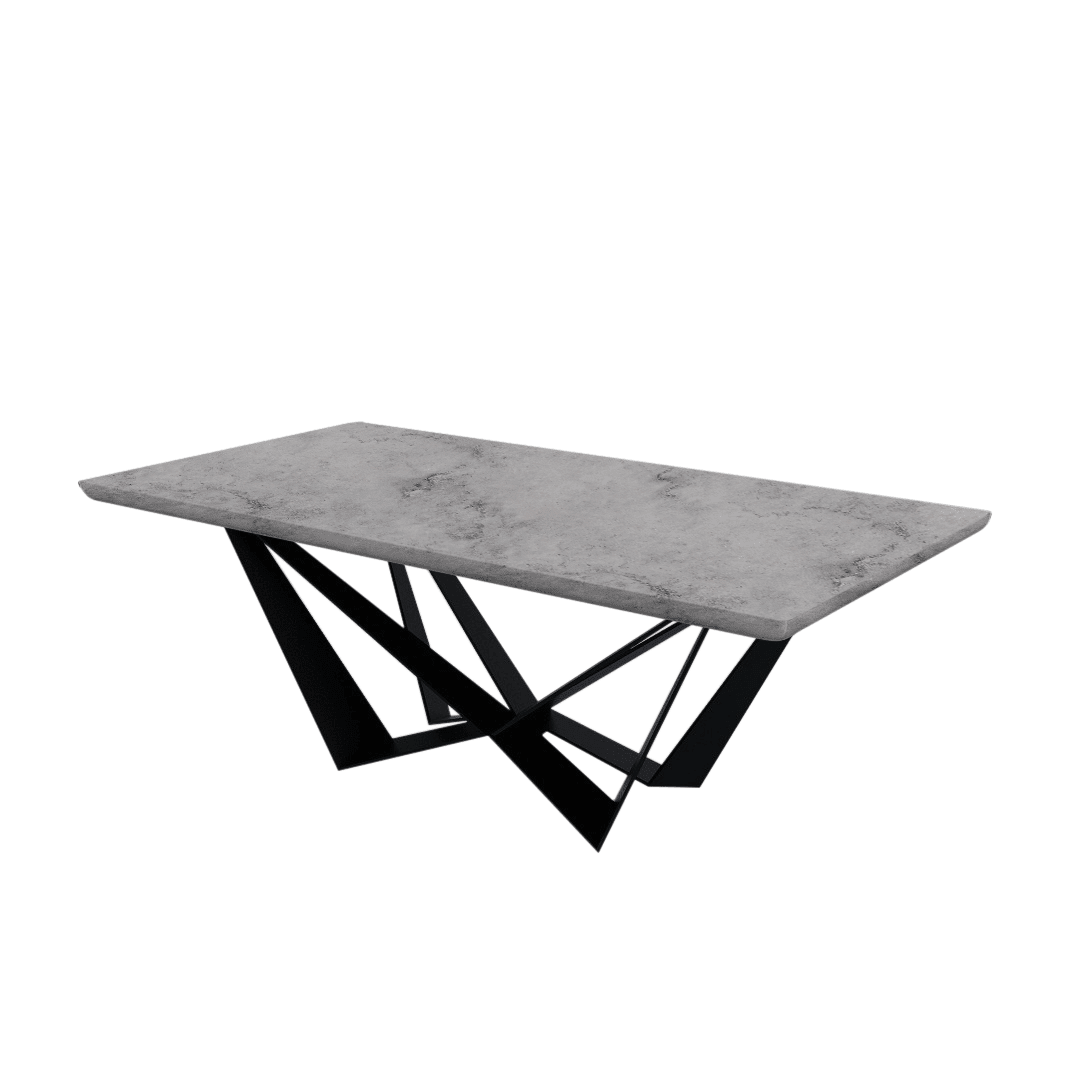 Rectangular Marble Dining Table 2.1×1.1m | Black Metal Spider Base