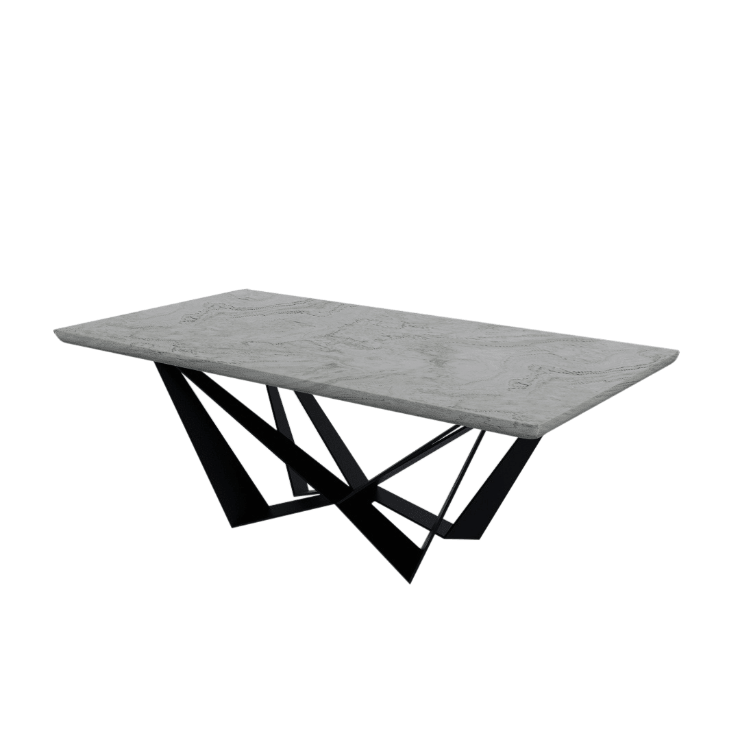 Rectangular Marble Dining Table 2.1×1.1m | Black Metal Spider Base